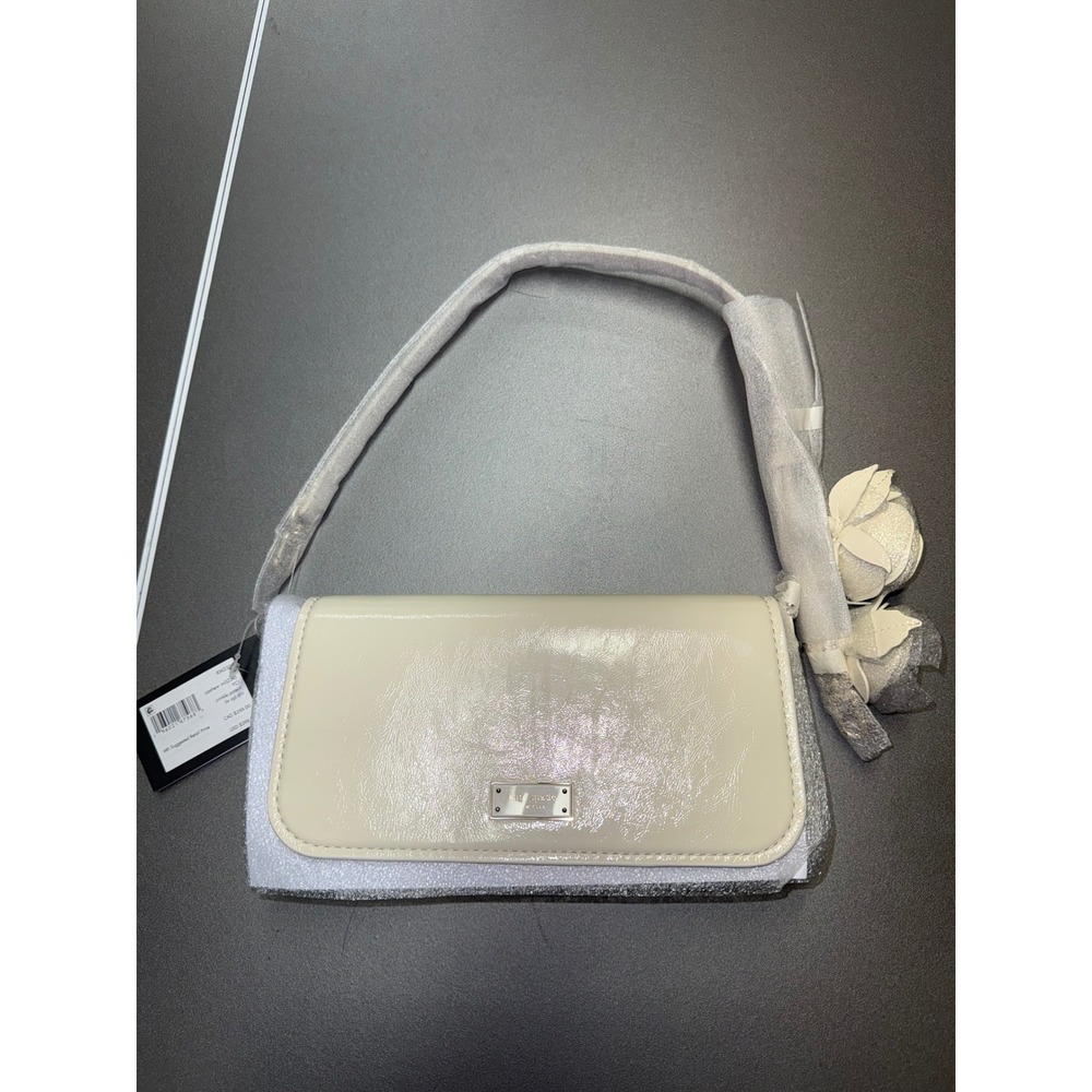 Kate Spade Liv Wrinkle‎ Patent Leather Shoulder Bag Cashew Milk Cream KM230 NEW